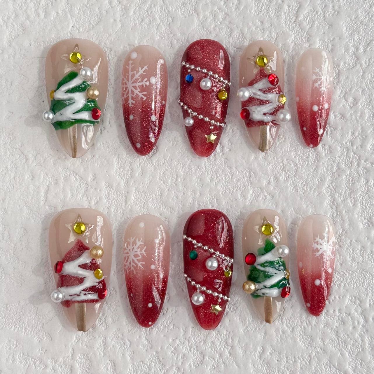 3d christmas press on nails