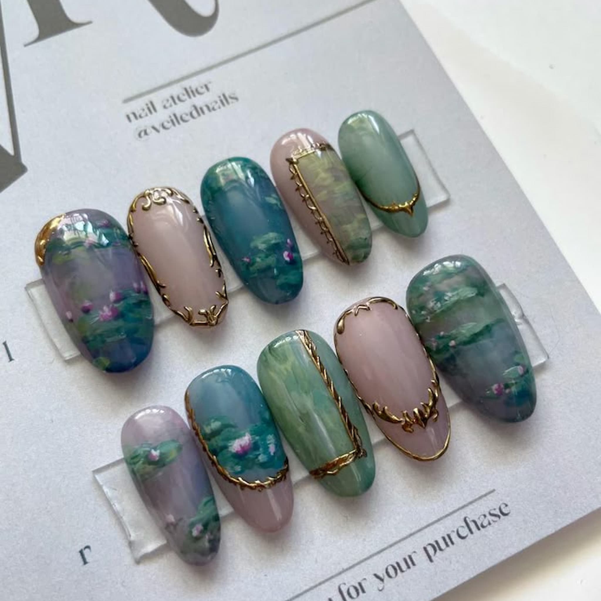 Teal Press-on Nails