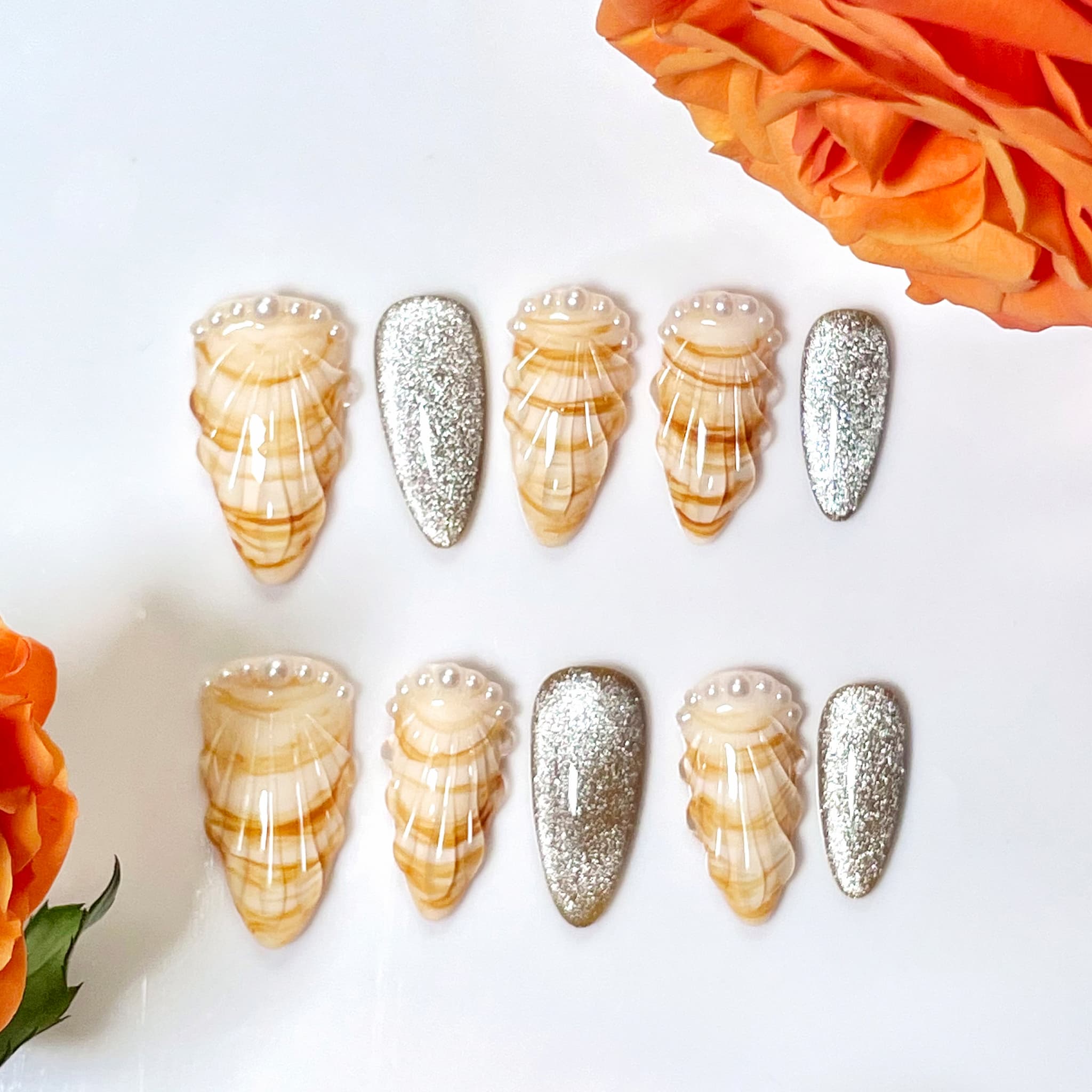 Seashell Press-on Nails
