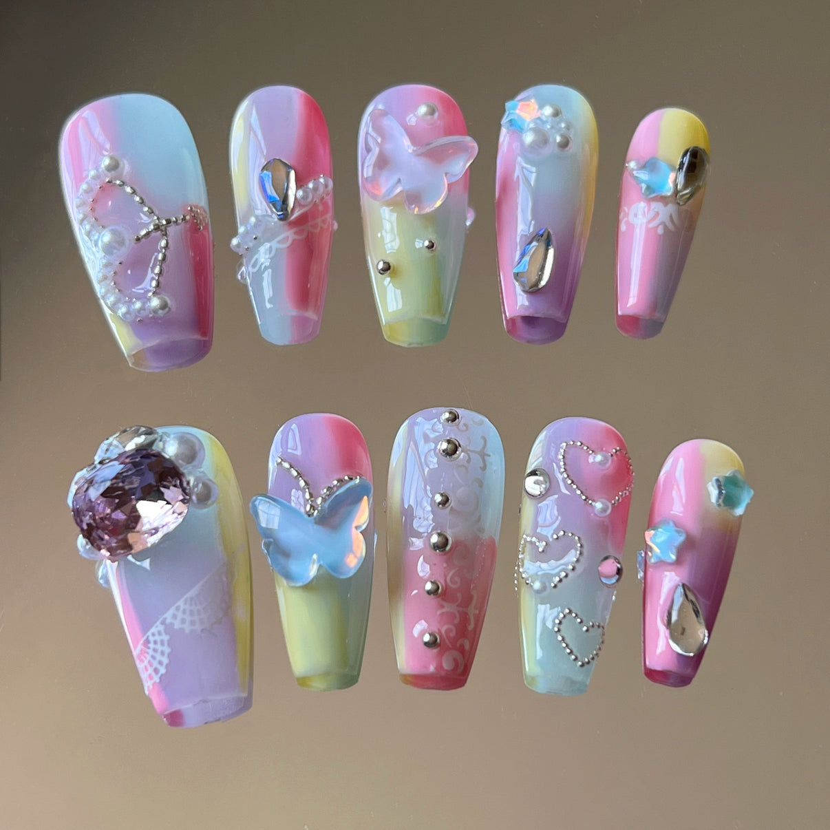 pink press on nails