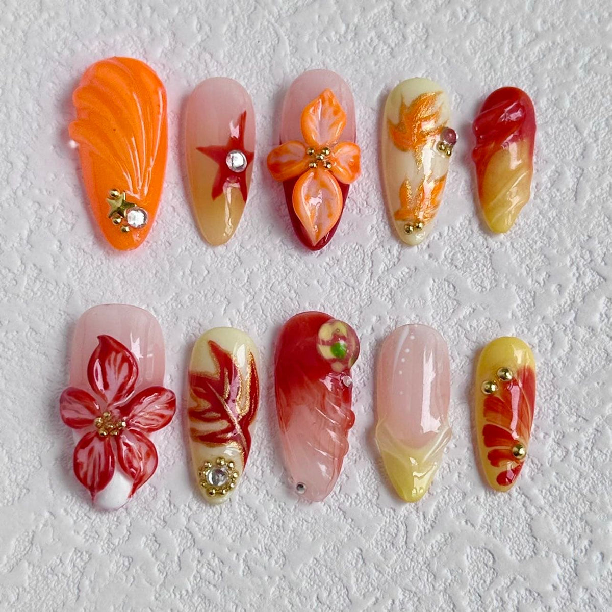 3d autumn press on nails