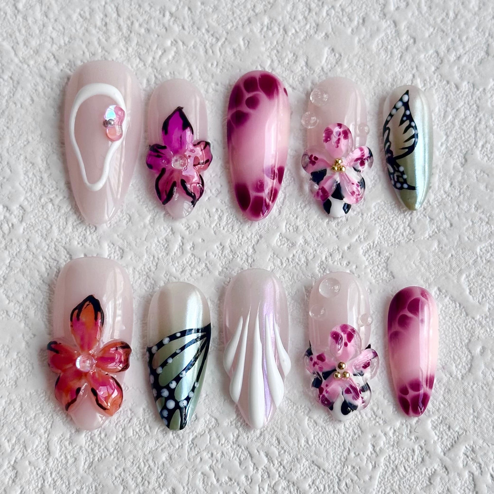 3d flower press on nails