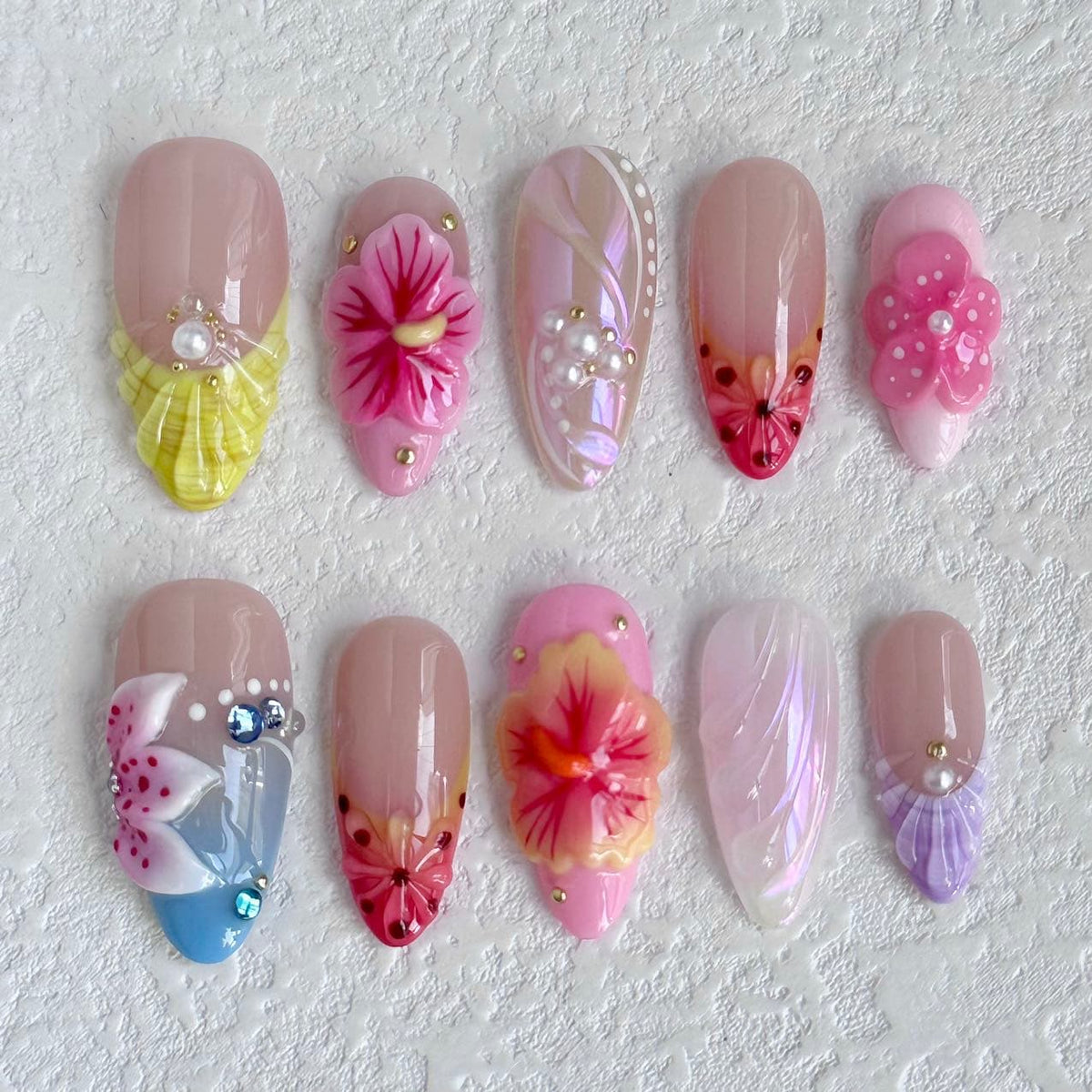 3d flower press on nails