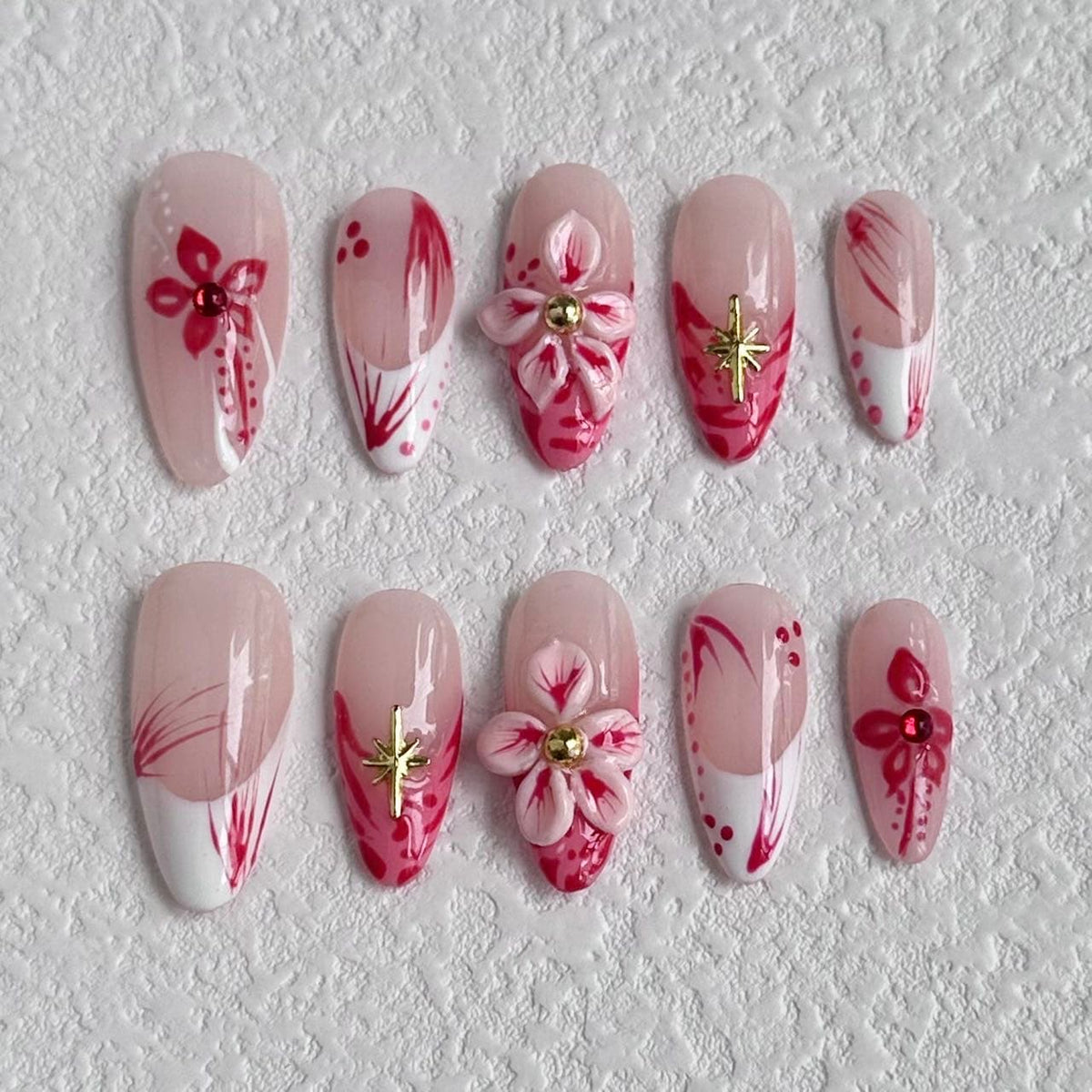 3d flower press on nails