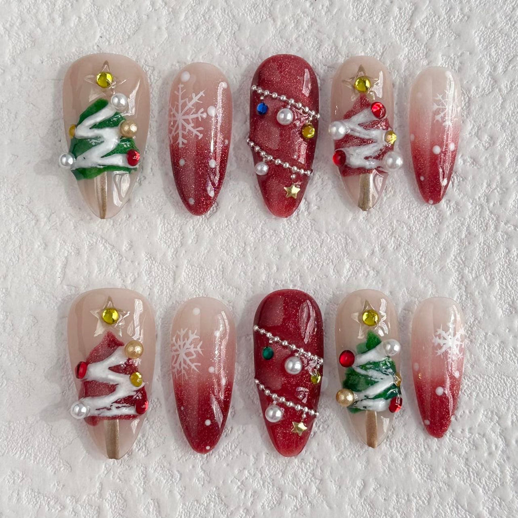 3d christmas press on nails