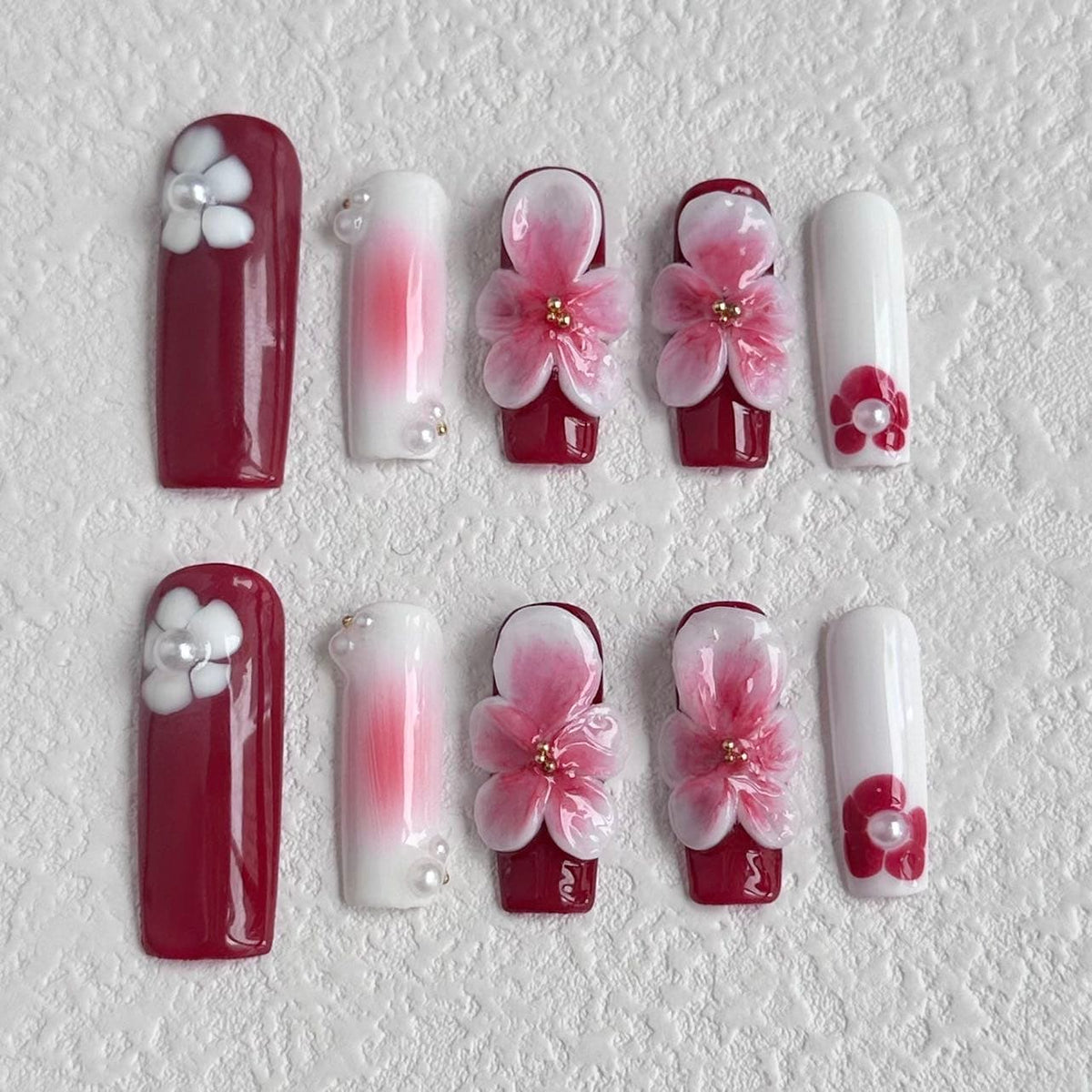 3D flower press on nails