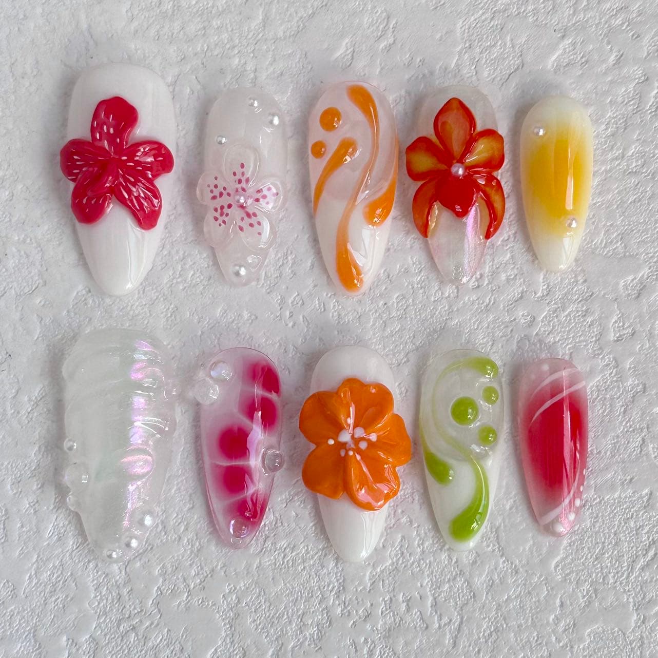 3d flower press on nails
