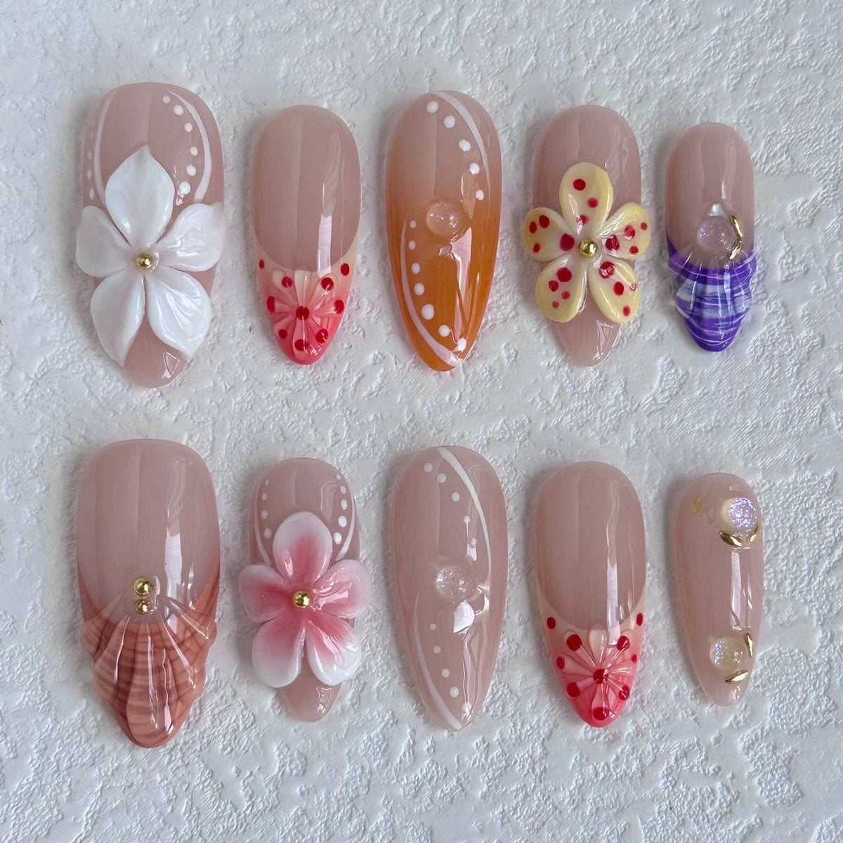 3d flower press on nails