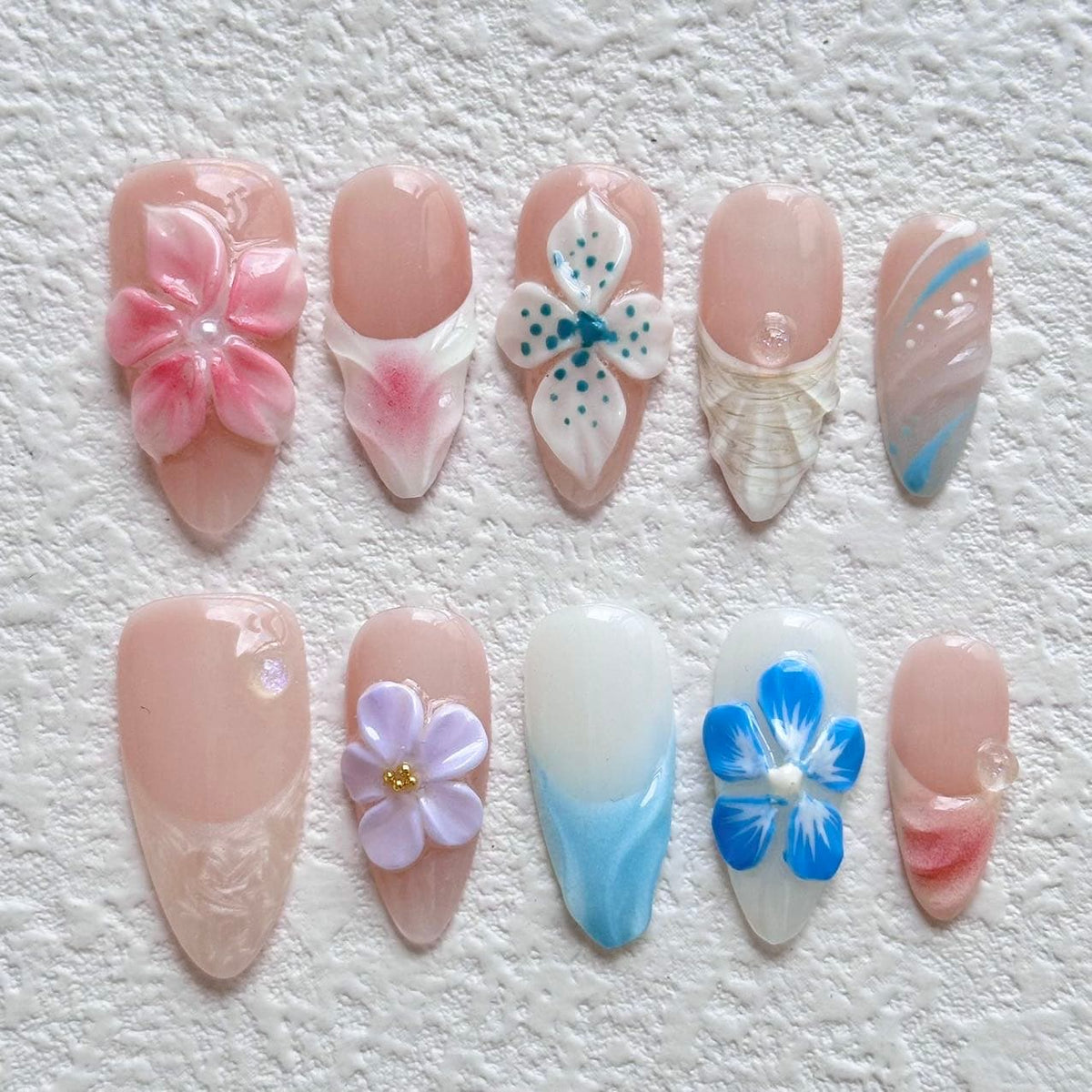 3d flower press on nails