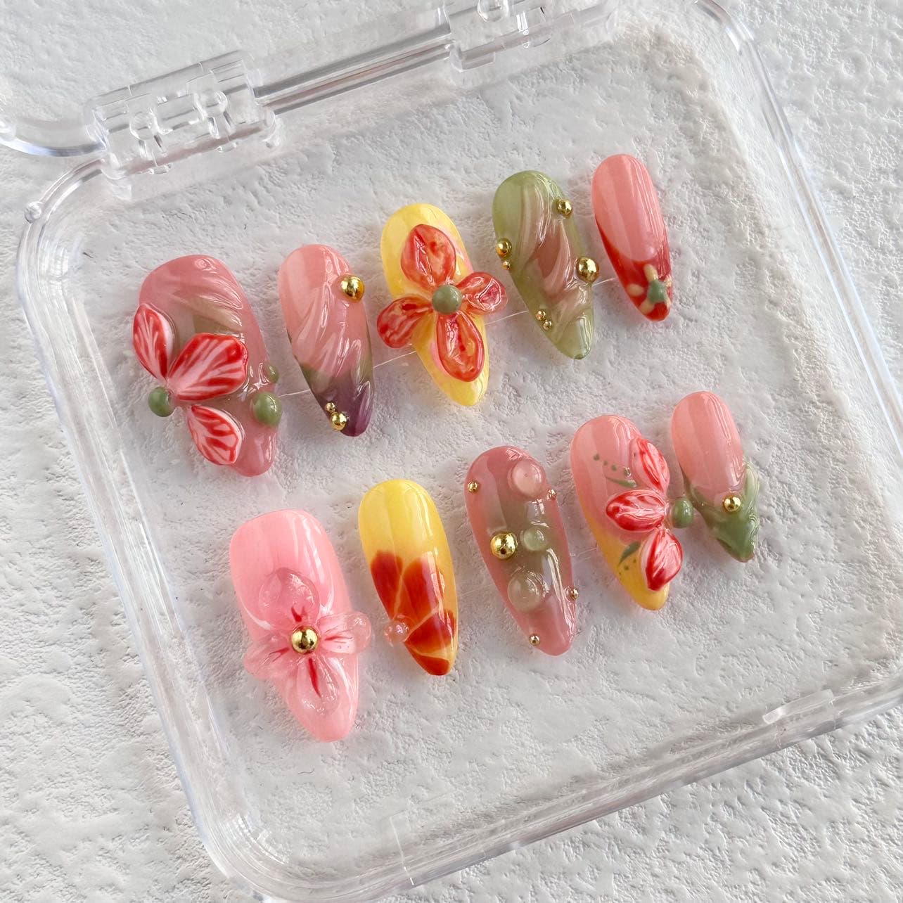 3d flower press on nails