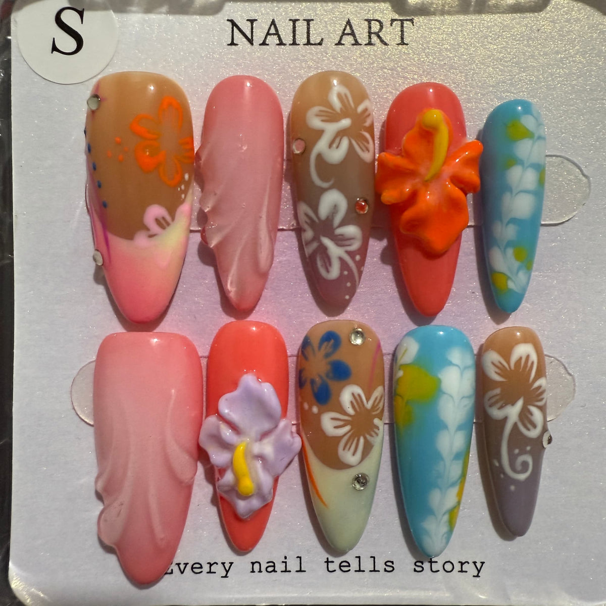 3d flower press on nails