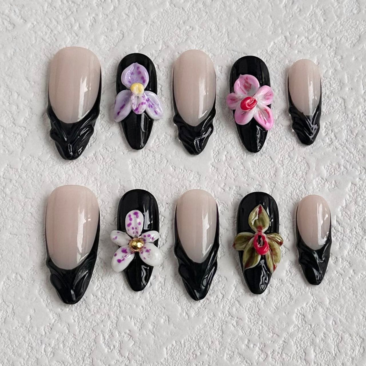 3d flower press on nails