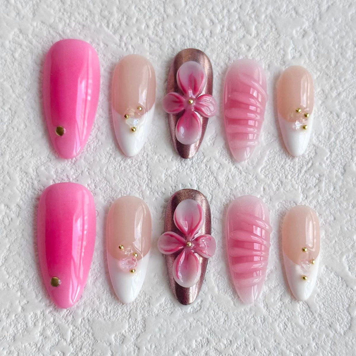 3d flower press on nails