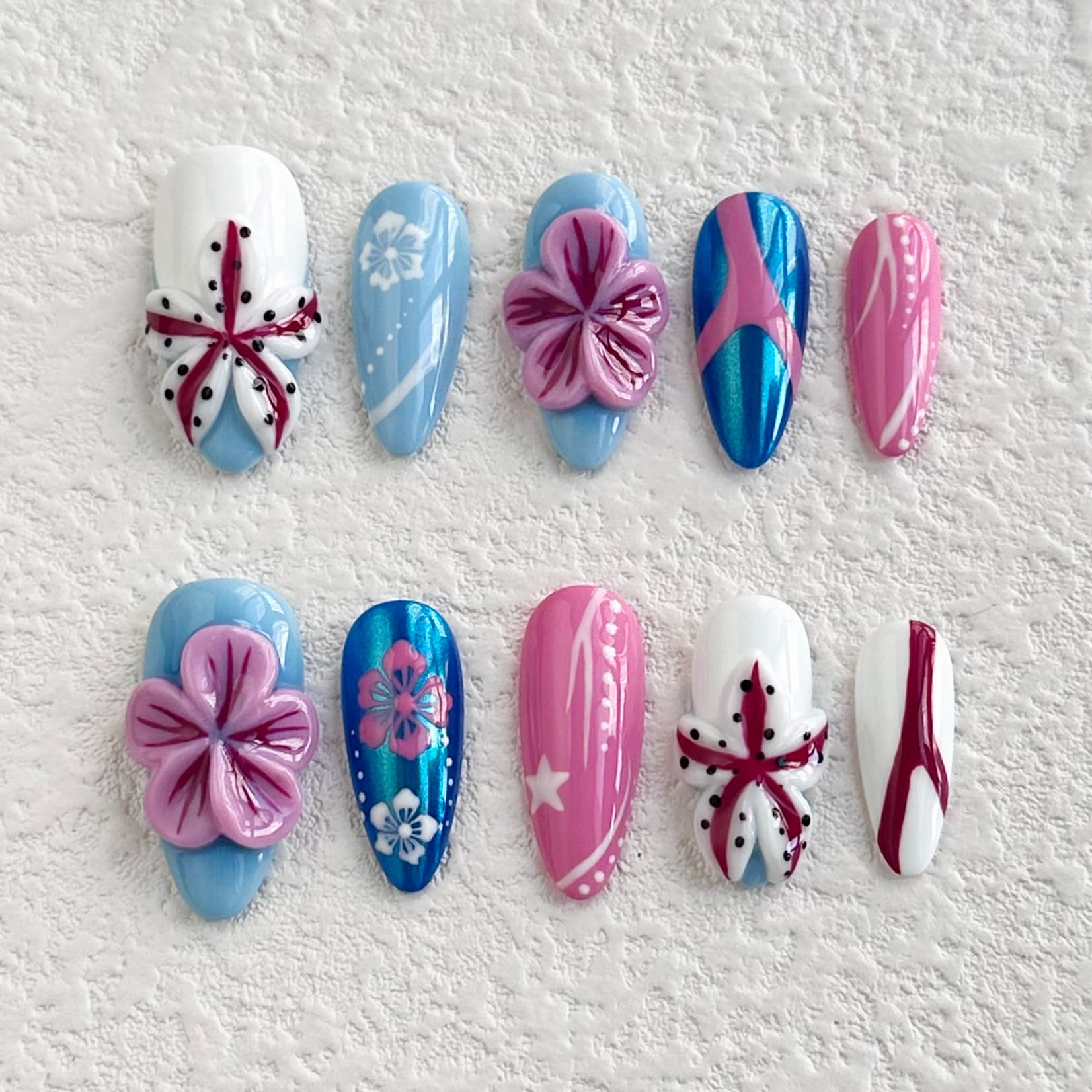 3d flower press on nails