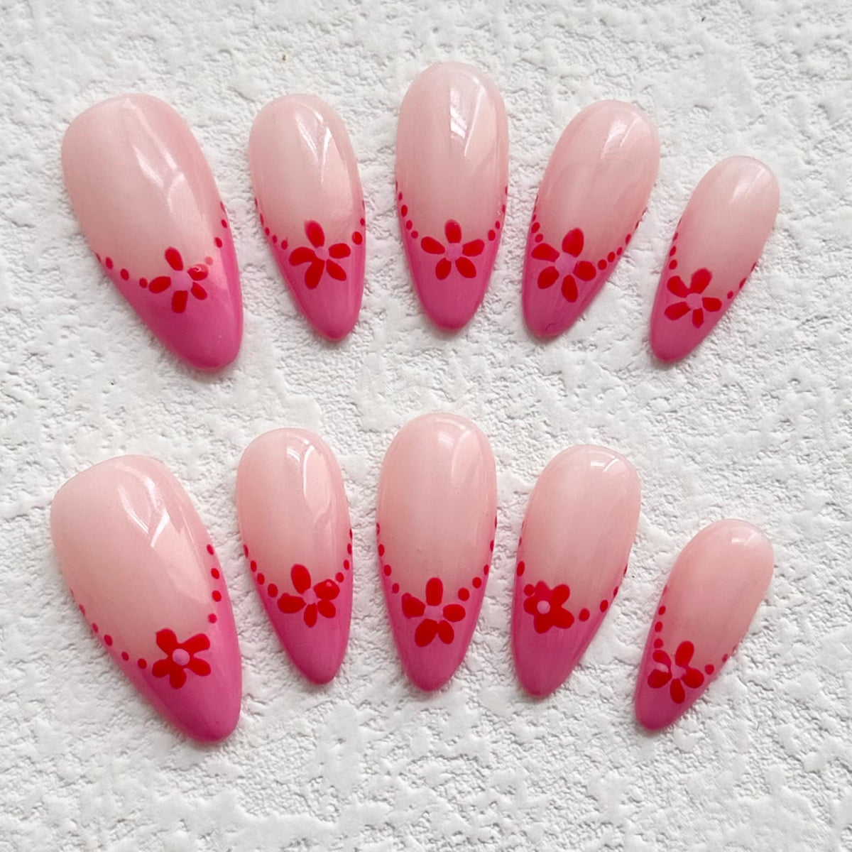 pink petal press on nails