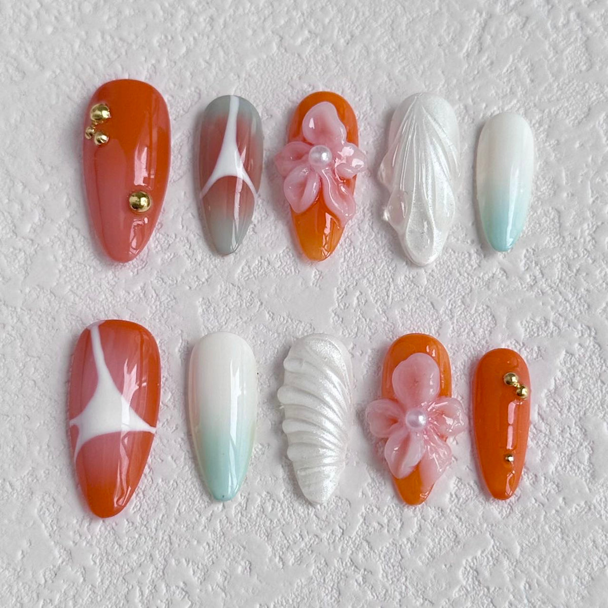 3d flower press on nails