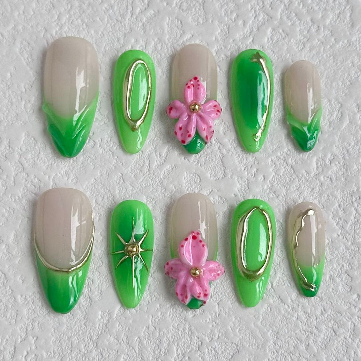 3d pink flower press on nails