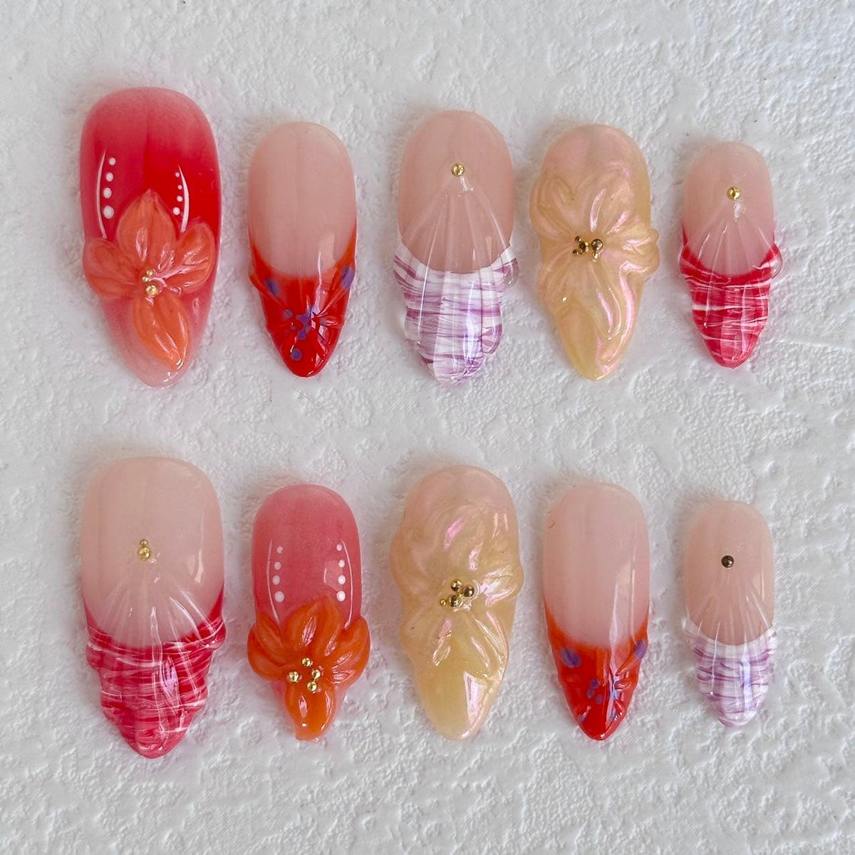 3d press on nails, flower press on nails