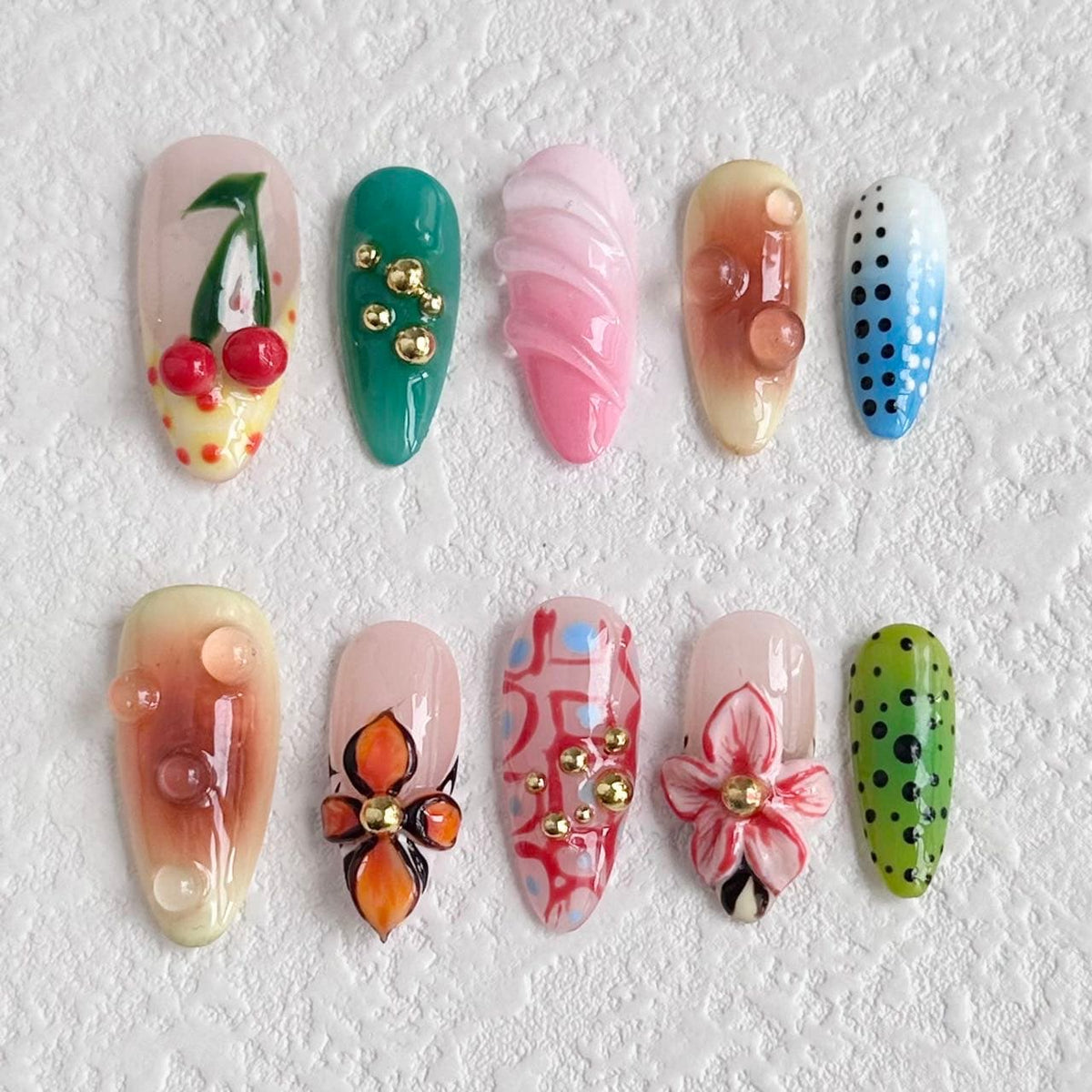 3d flower press on nails