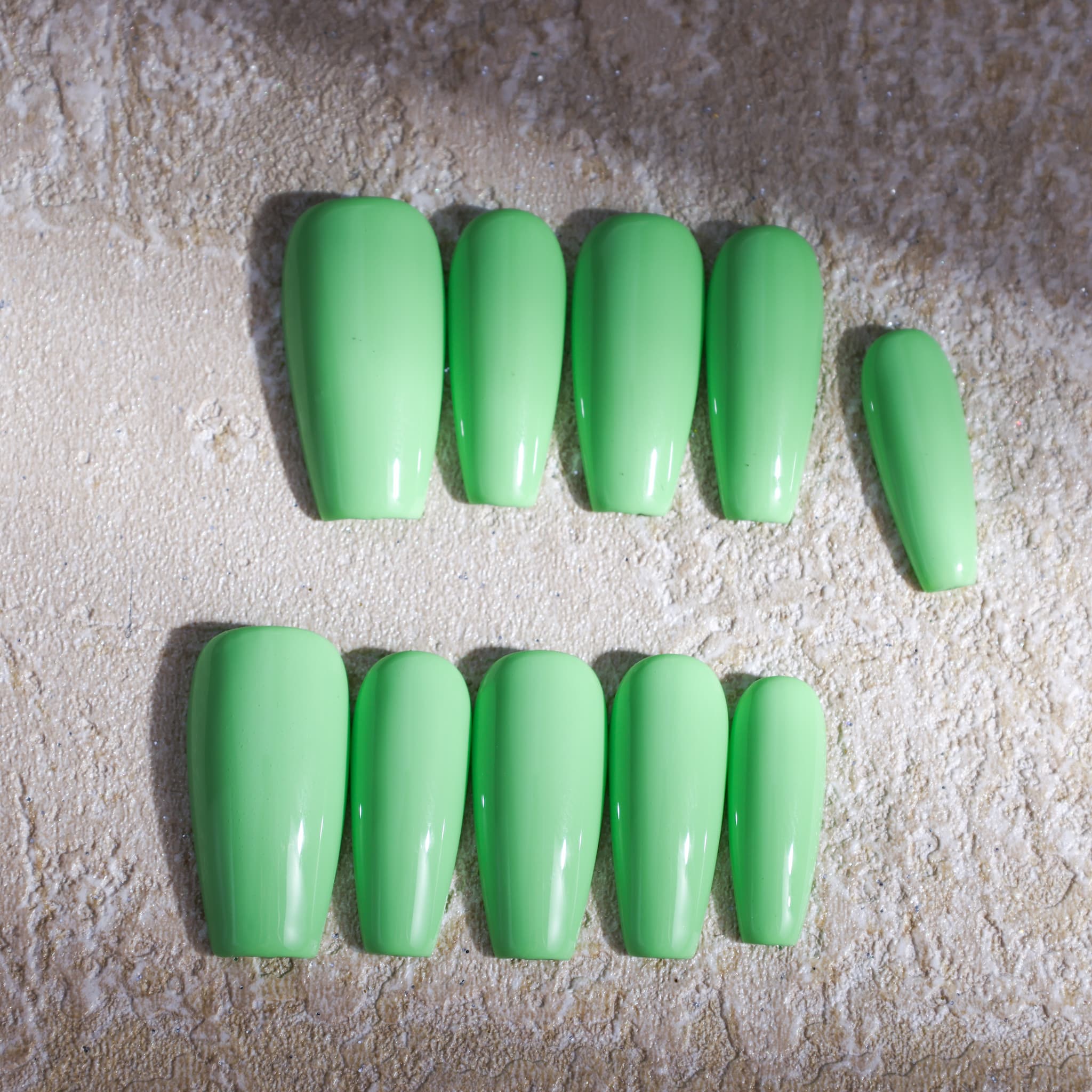macaron green medium length macaron green coffin press on nails solid colour nails