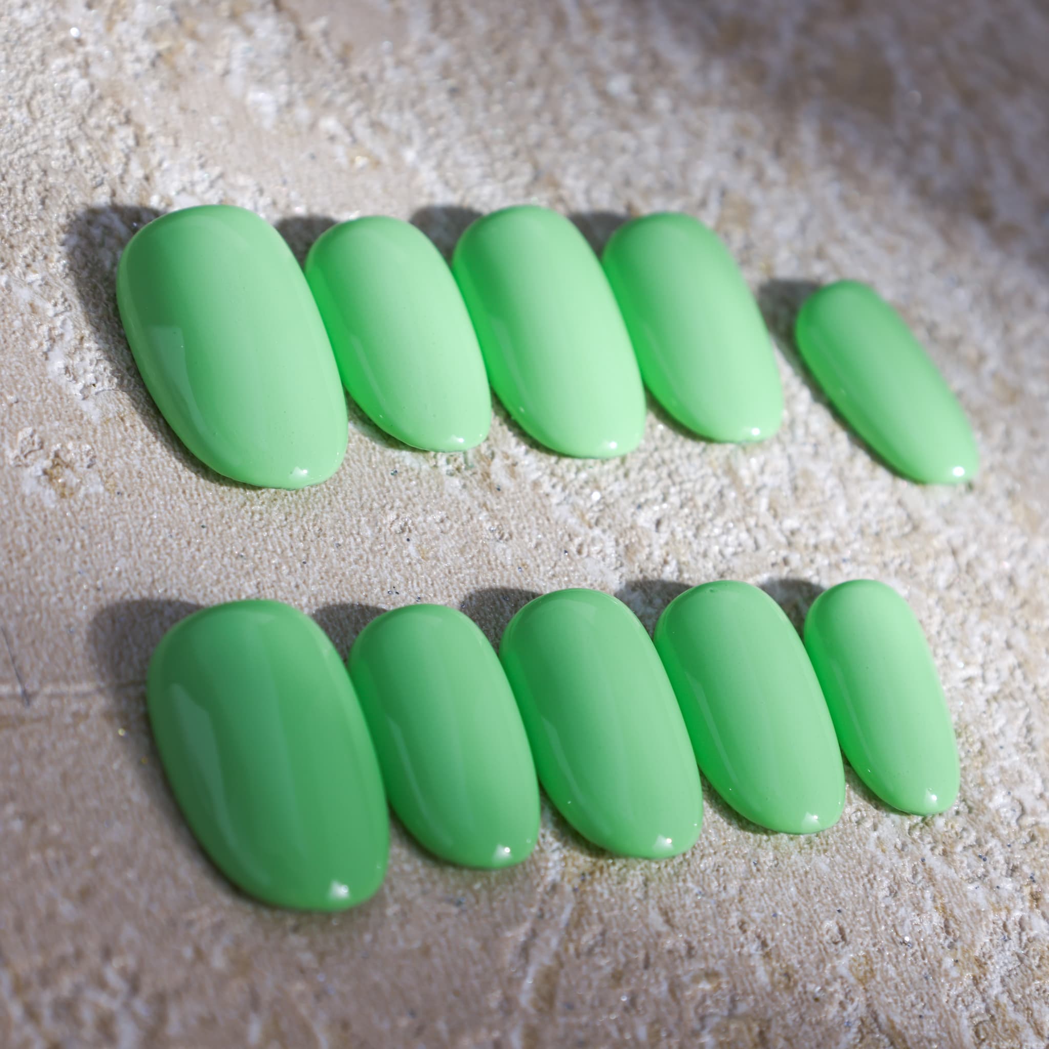 macaron green short length macaron green oval press on nails solid colour nails