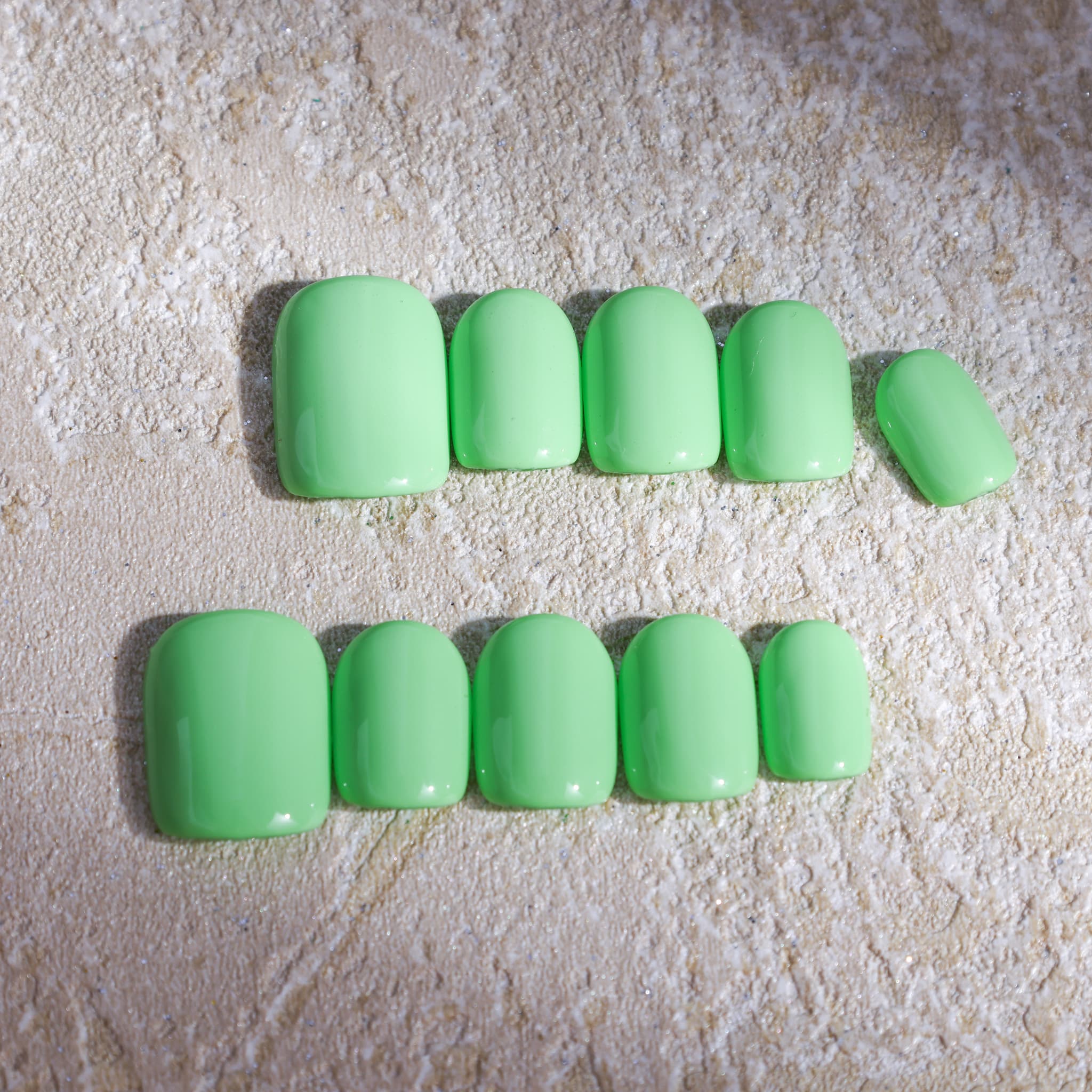 macaron green short length macaron green square press on nails solid colour nails