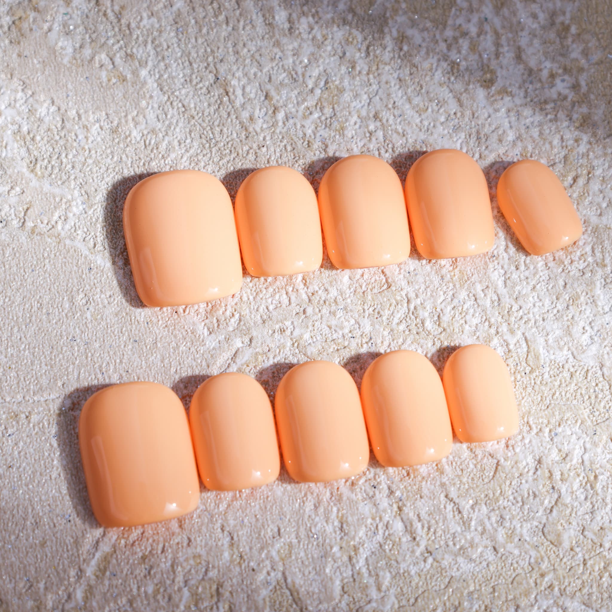 short length macaron orange square press on nails solid colour nails