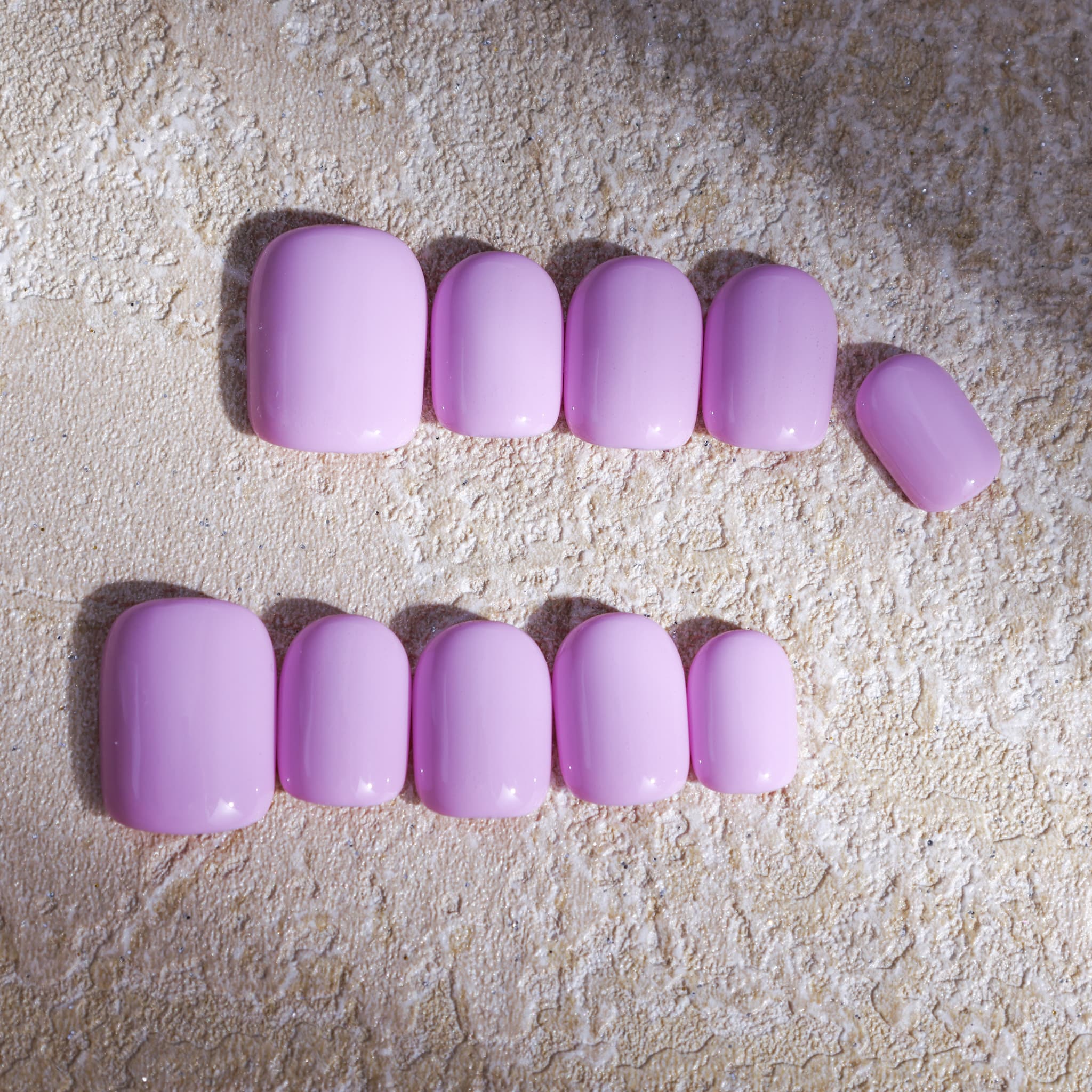 short length macaron purple square press on nails solid colour design