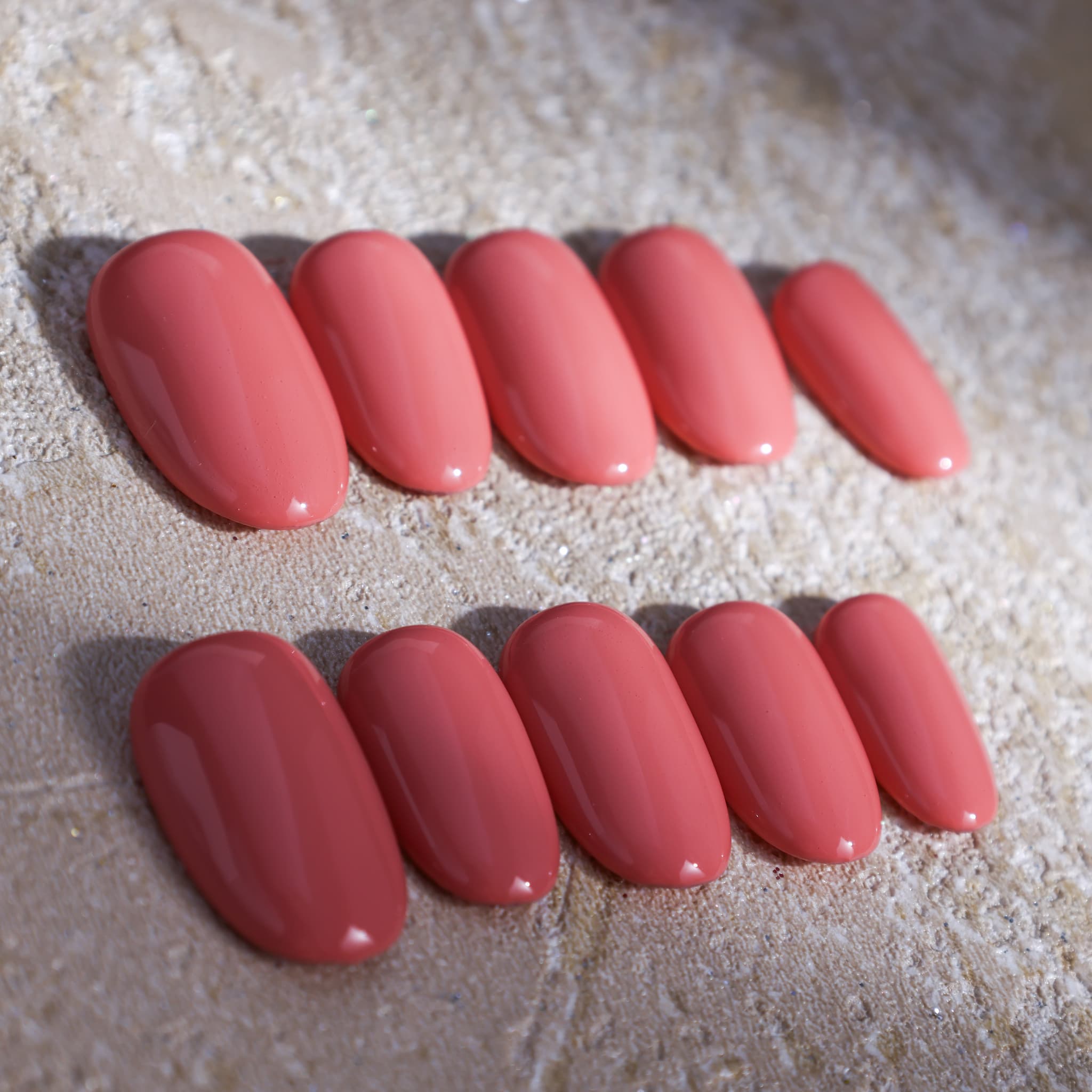 short length macaron red oval press on nails solid colour nails