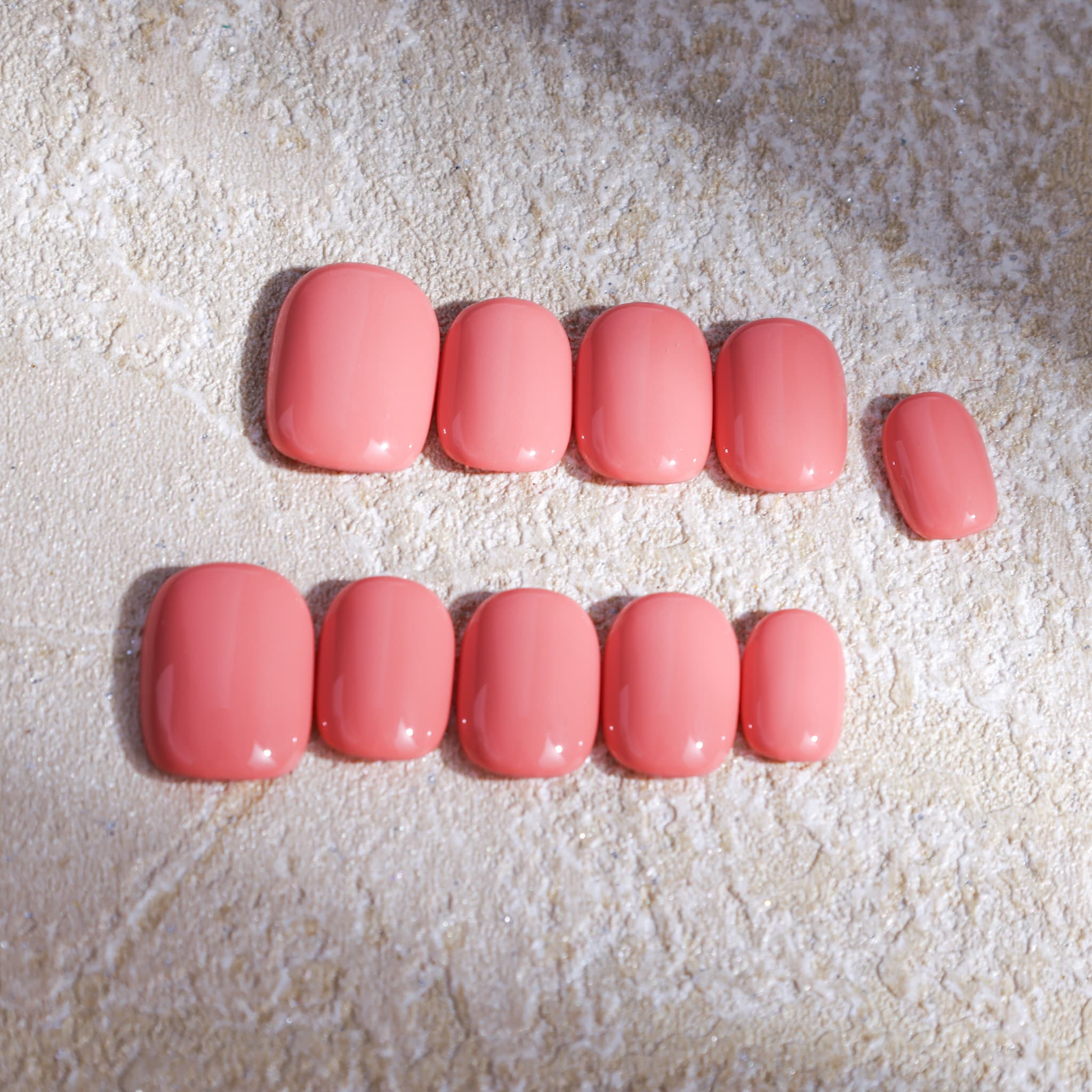 short length macaron red round press on nails solid colour nails