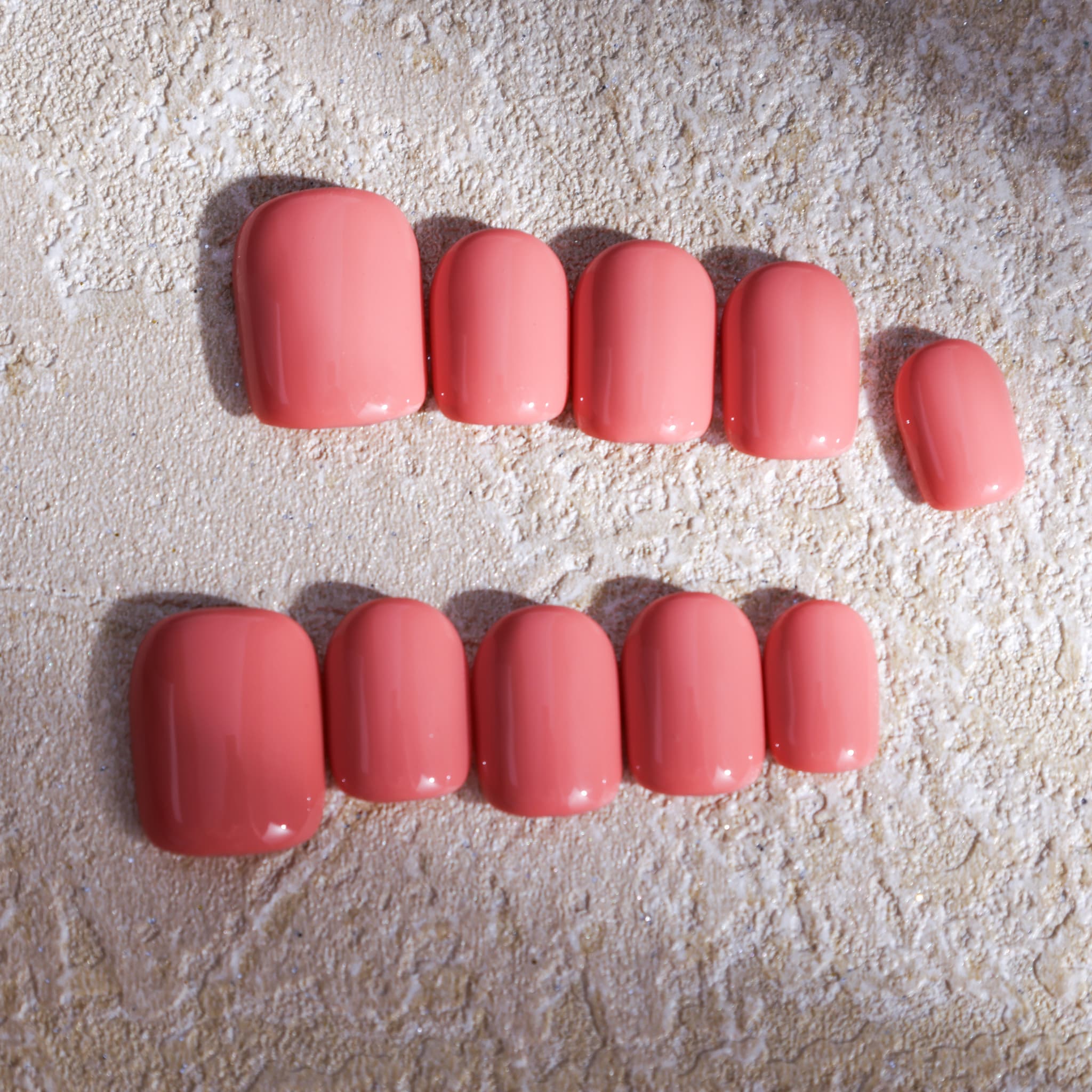 short length macaron red square press on nails solid colour nails