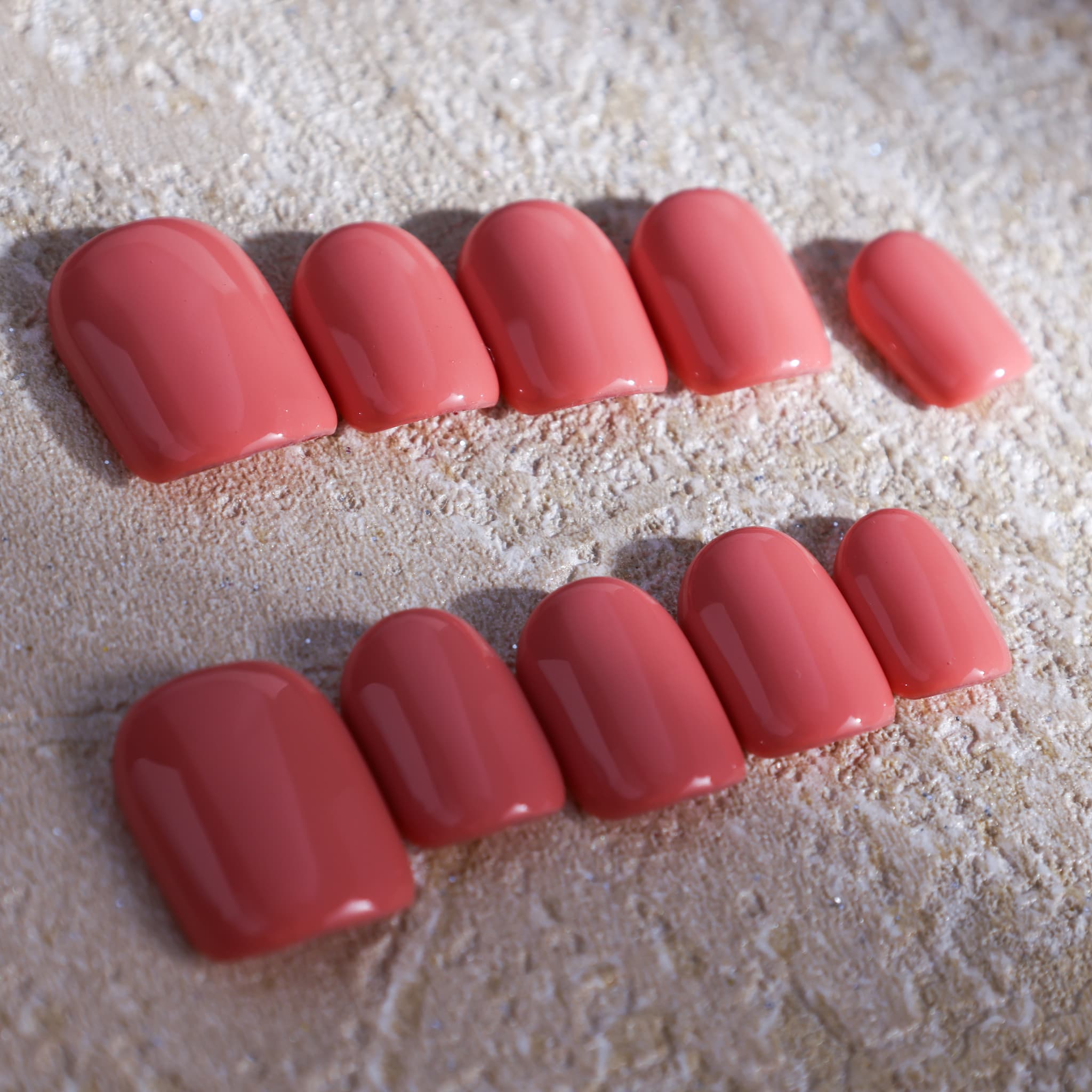 short length macaron red square press on nails solid colour nails