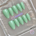 classic cyan glossy short almond press on nails