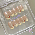 fruitcore nude glazed short oval press on nails with cherry and french tip
