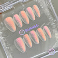 glass art white iridescent short almond press on nails with mandala and swirl