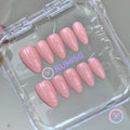 classic pink glossy short almond press on nails