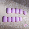 classic purple glossy short round press on nails solid colour