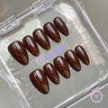classic brown glossy short almond press on nails