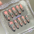 elegant black iridescent butterfly wing medium almond press on nails
