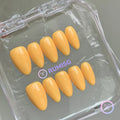 classic orange glossy short almond press on nails