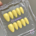 classic yellow glossy short almond press on nails